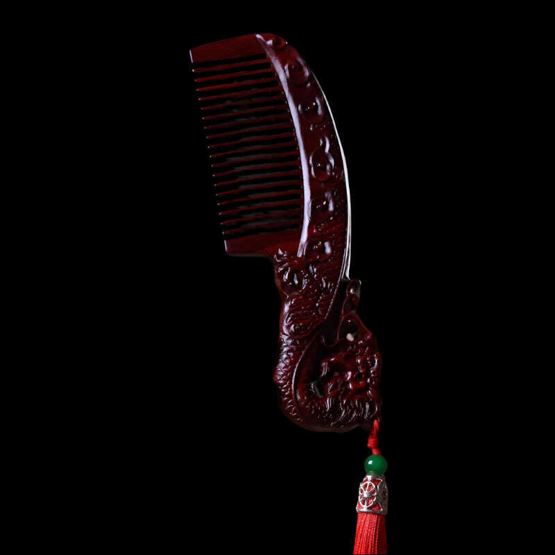 KIMLUD, Natural Rhinoceros Horn Small Leaf Red Sandalwood Carved Wood Comb Retro Style Massage Comb Gifts with comb, 24, KIMLUD APPAREL - Womens Clothes