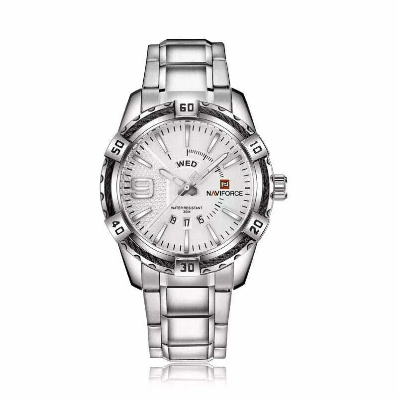 NAVIFORCE Luxury Brand Men's WristWatch Original Fashion Quartz Classic Watches For Men Waterproof Business Steel Band Clock Man - KIMLUD