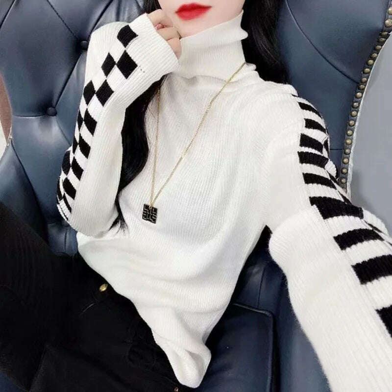 Neploe 2022 Autumn New All-match Sweaters Women Simple Turtleneck Bottoming Tops Women Y2k Long Sleeve Knitted Pullover - KIMLUD