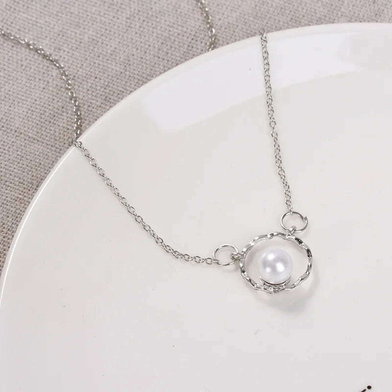 New Beads Women's Neck Chain Kpop Pearl Choker Necklace Gold Color Goth Choker Jewelry On The Neck Pendant 2021 Collar For Girl - KIMLUD