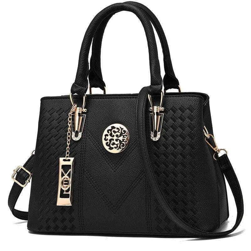 KIMLUD, New Famous Designer Brand Bags Women Leather Handbags Luxury Ladies Hand Bags Purse Fashion Shoulder Bags Gift, black / 30x13.5x23cm, KIMLUD APPAREL - Womens Clothes