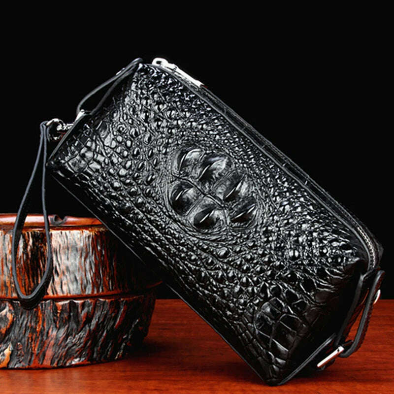 KIMLUD, New Fashion Business Men's Alligator Wallets Crocodile Genuine Leather Long Organizer Wallet Boy Brand Luxury Card Holder Purse, Black, KIMLUD Womens Clothes