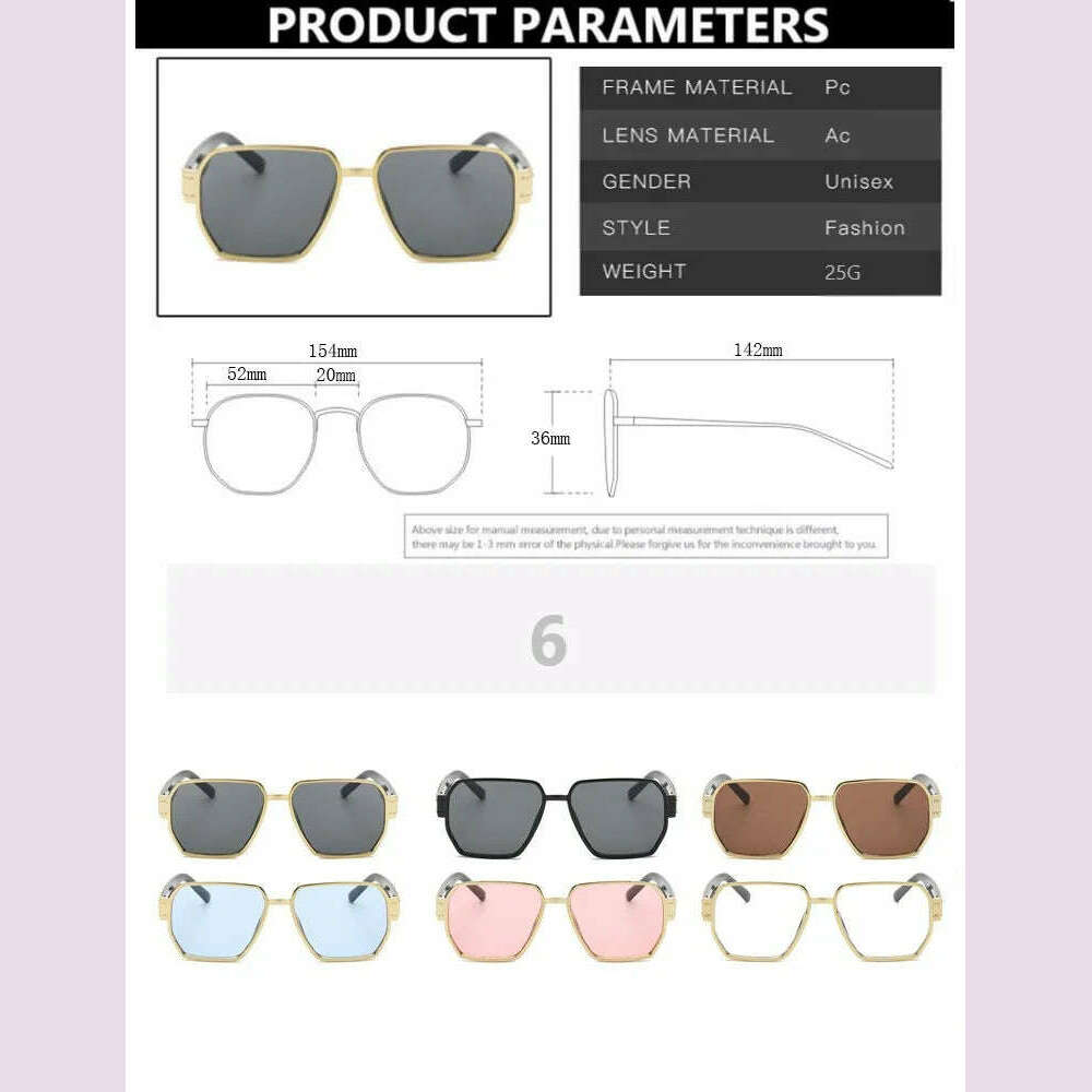 New Fashion Square Oversized Sunglasses Women Big Frame Colorful Sun Glasses Female Oculos Unisex Black Shades Gafas De Sol - KIMLUD