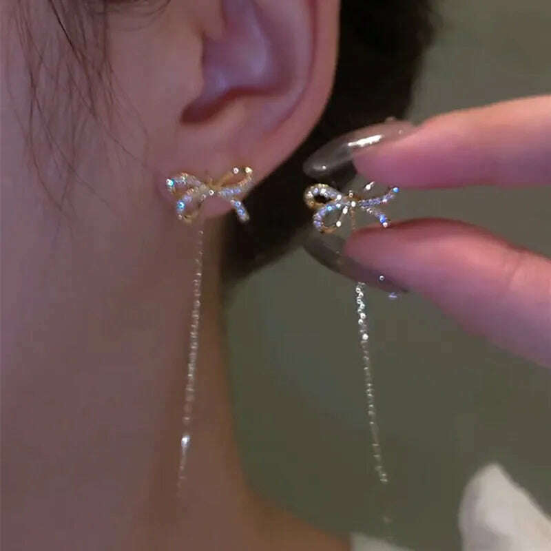 New Fashion Trend Unique Design Elegant Exquisite Light Luxury Long Tassel Earrings Female Jewelry Party Premium Gift Wholesale - KIMLUD