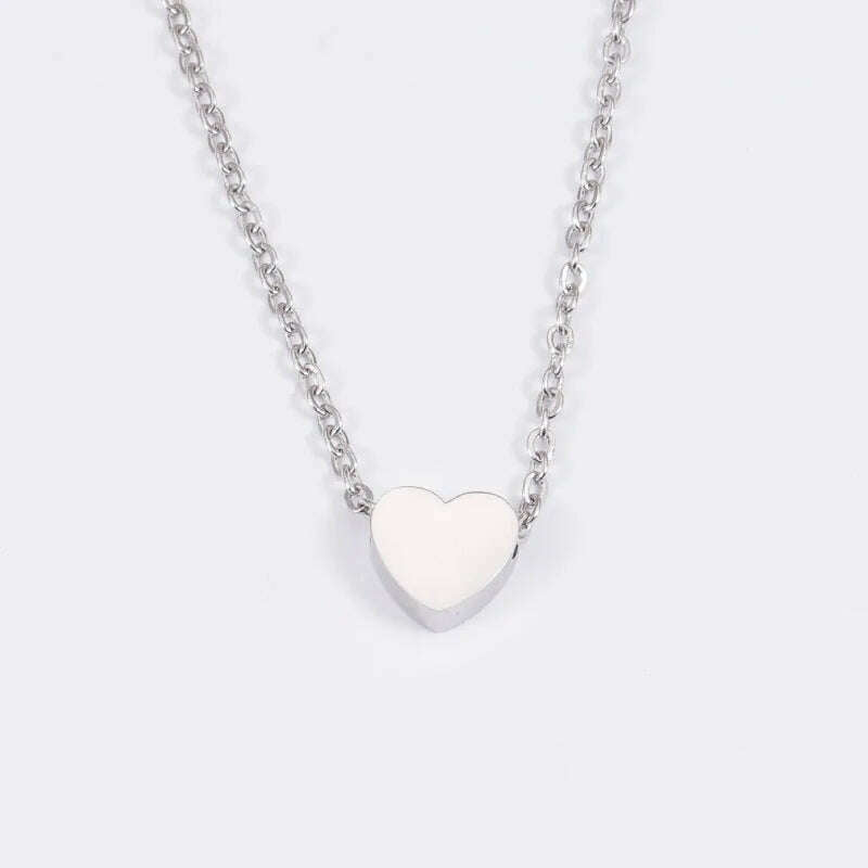 New Minimalist Clavicle Necklaces for Women Tiny Heart LOVE Necklaces Dainty Fashion Jewelry Beach Summer Collares Bijoux - KIMLUD
