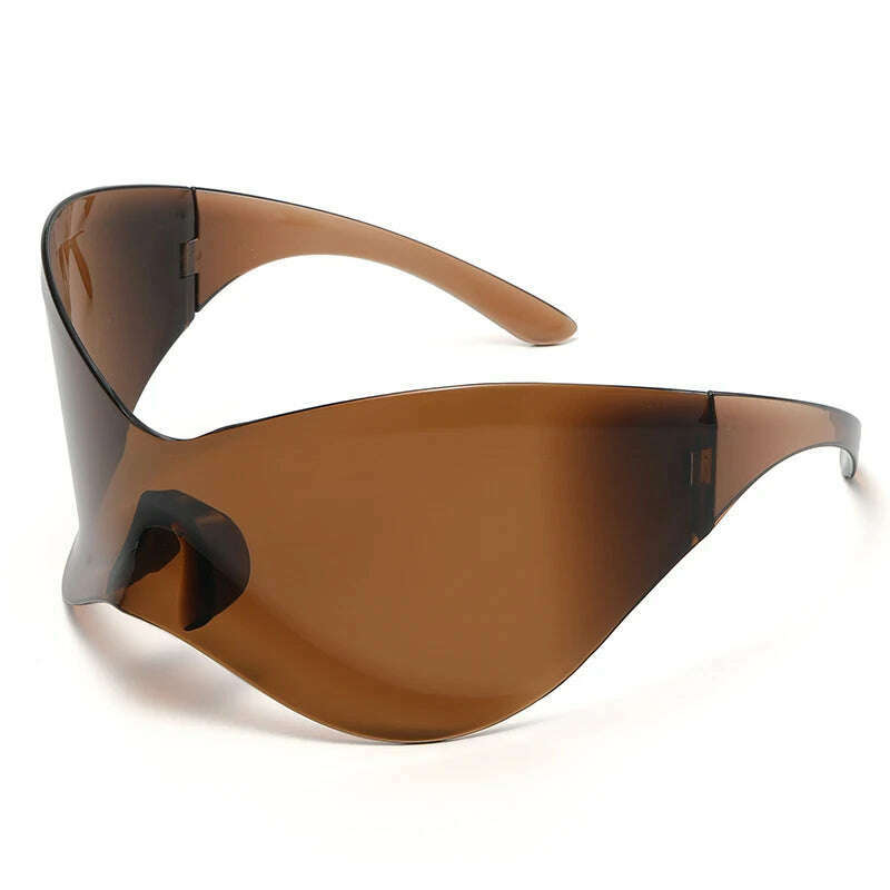 New Oversized Y2K Punk Rimless Sunglasses Women Men Brand Designer Hip Hop Sport One Piece Sun Glasses Shades Goggles - KIMLUD