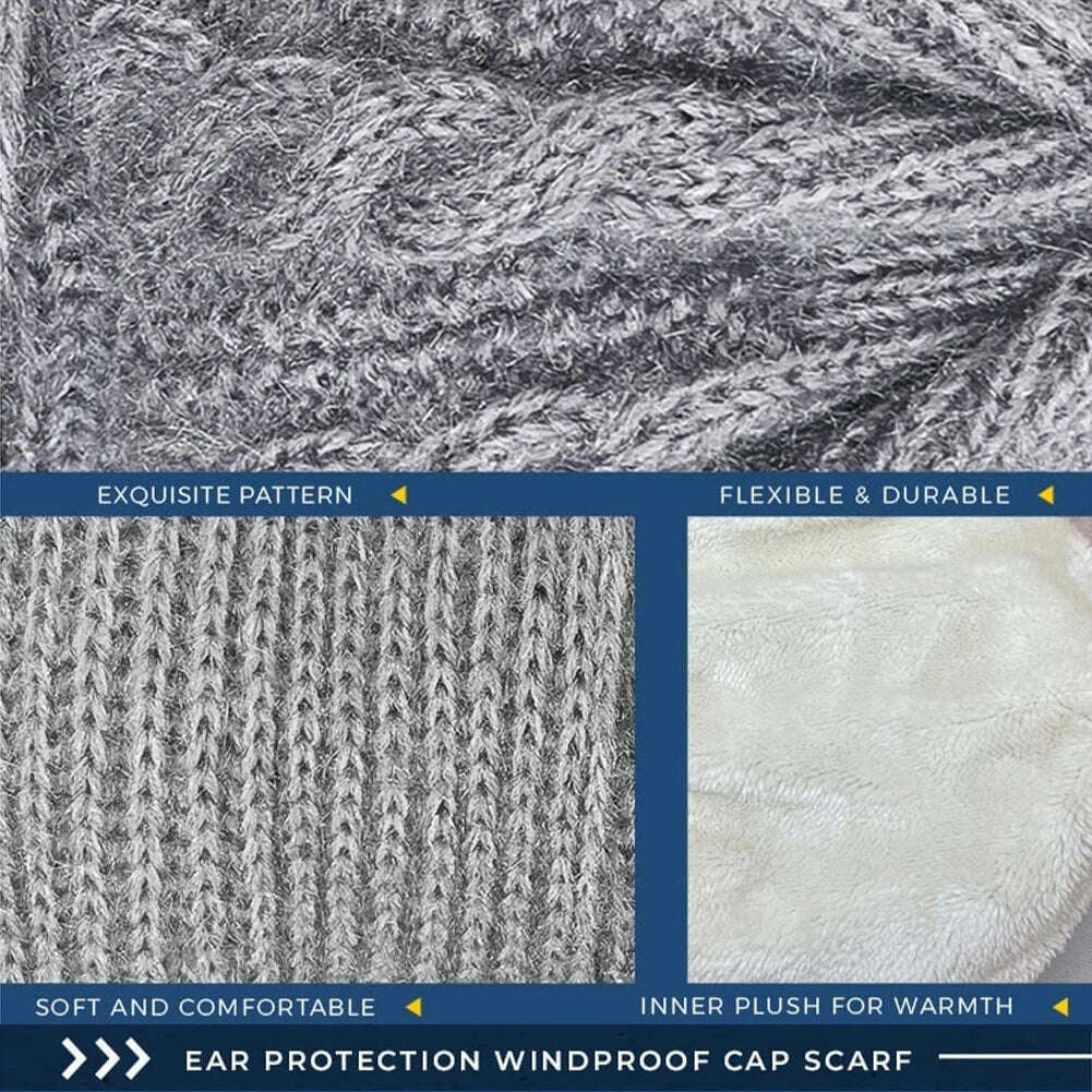 New Plush and Thickened Scarf Integrated Wind and Snow Hat, Autumn and Winter Squirrel Fluff Thread Hat for Warmth - KIMLUD