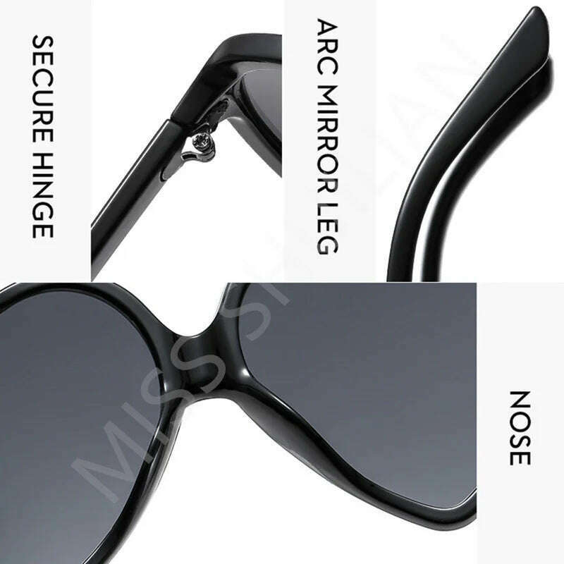 New Trendy Big Heart Shape Sunglasses Women Sexy Fashion Black Oversized Sun Glasses for Female Male Party Travel Shades Eyewear - KIMLUD