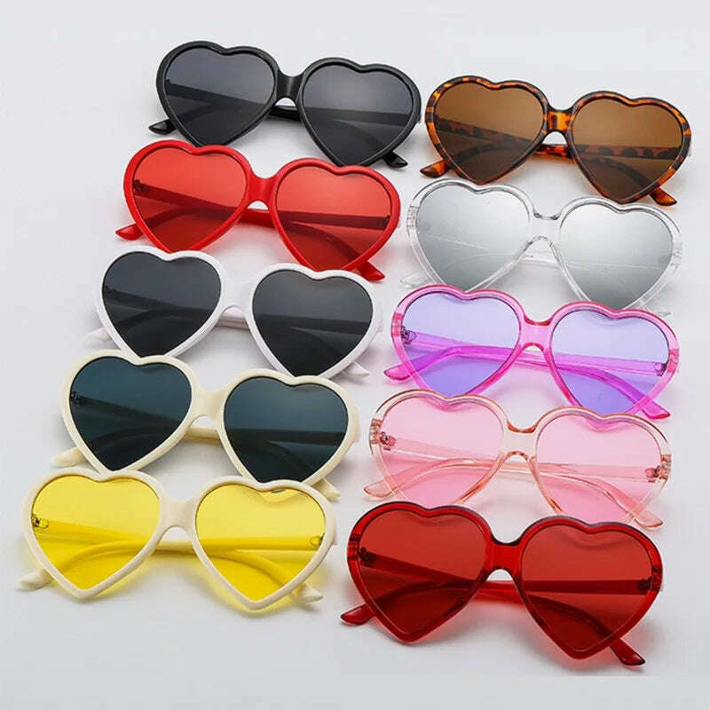 New Trendy Big Heart Shape Sunglasses Women Sexy Fashion Black Oversized Sun Glasses for Female Male Party Travel Shades Eyewear - KIMLUD