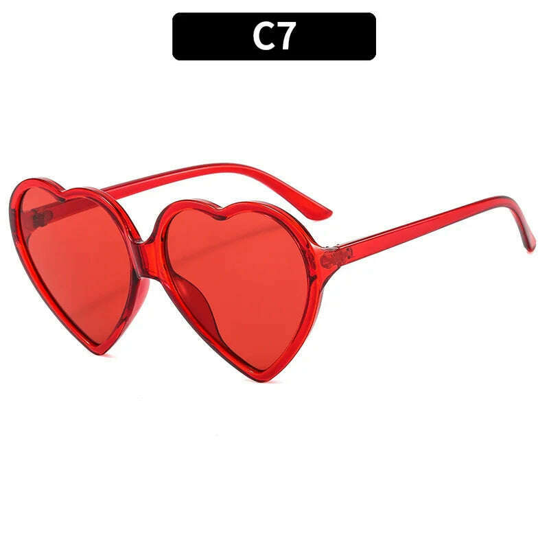New Trendy Big Heart Shape Sunglasses Women Sexy Fashion Black Oversized Sun Glasses for Female Male Party Travel Shades Eyewear - KIMLUD