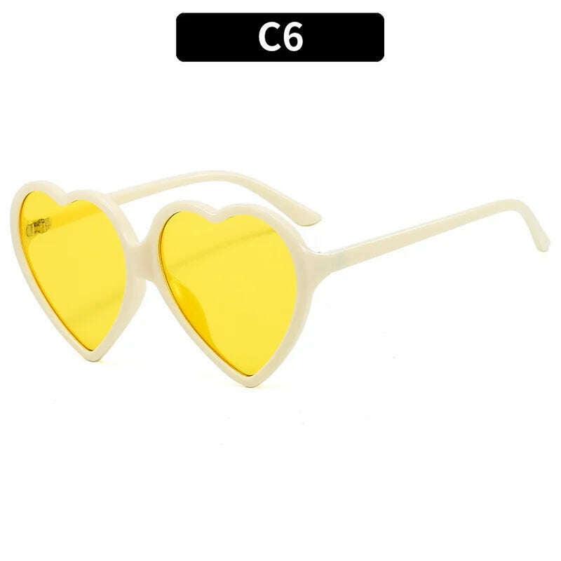 New Trendy Big Heart Shape Sunglasses Women Sexy Fashion Black Oversized Sun Glasses for Female Male Party Travel Shades Eyewear - KIMLUD
