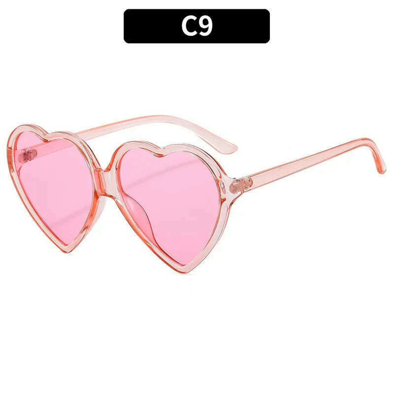 New Trendy Big Heart Shape Sunglasses Women Sexy Fashion Black Oversized Sun Glasses for Female Male Party Travel Shades Eyewear - KIMLUD