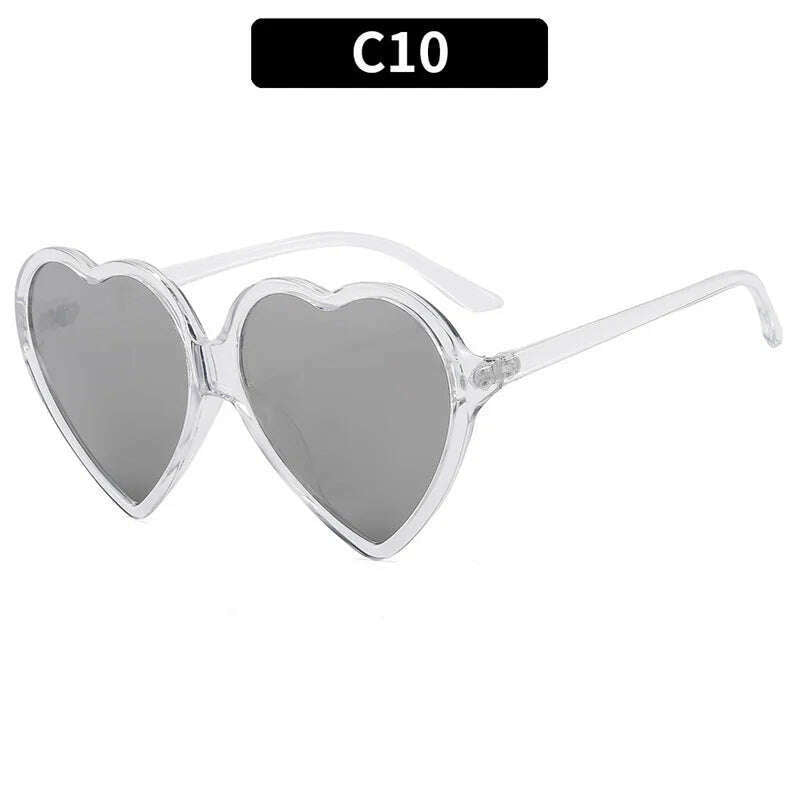 New Trendy Big Heart Shape Sunglasses Women Sexy Fashion Black Oversized Sun Glasses for Female Male Party Travel Shades Eyewear - KIMLUD