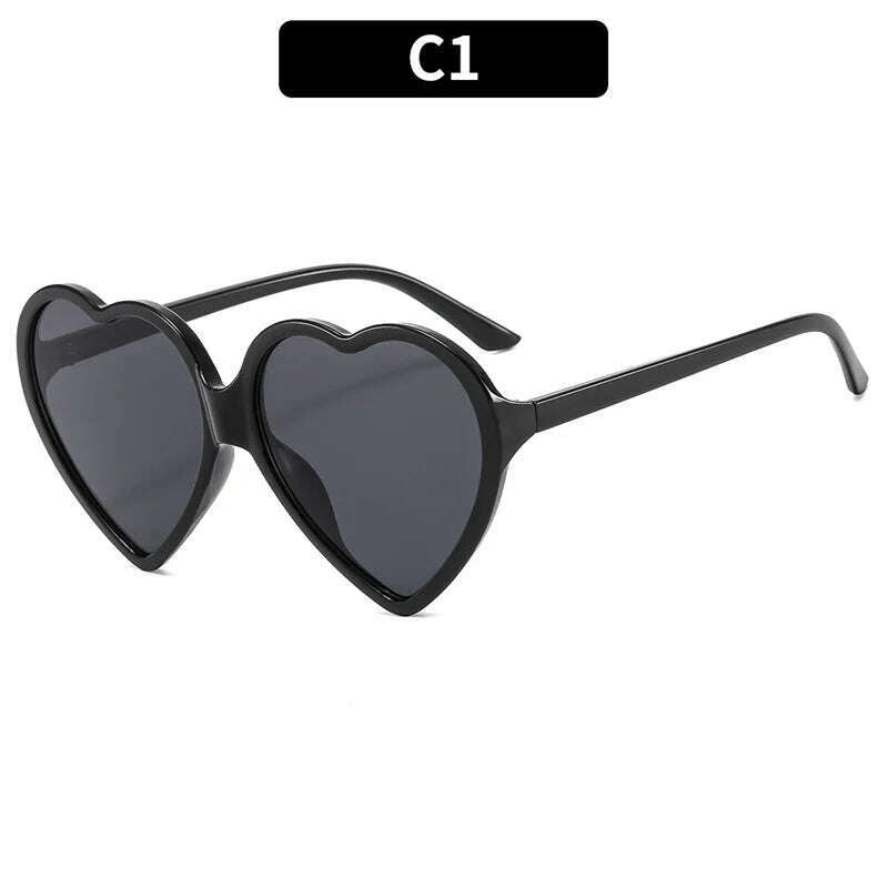 New Trendy Big Heart Shape Sunglasses Women Sexy Fashion Black Oversized Sun Glasses for Female Male Party Travel Shades Eyewear - KIMLUD
