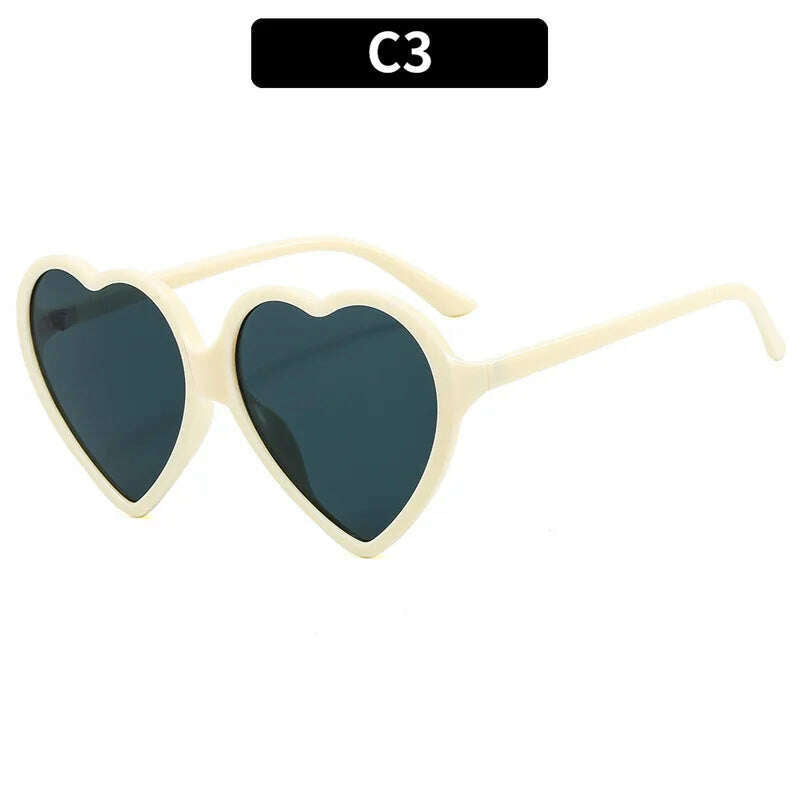 New Trendy Big Heart Shape Sunglasses Women Sexy Fashion Black Oversized Sun Glasses for Female Male Party Travel Shades Eyewear - KIMLUD