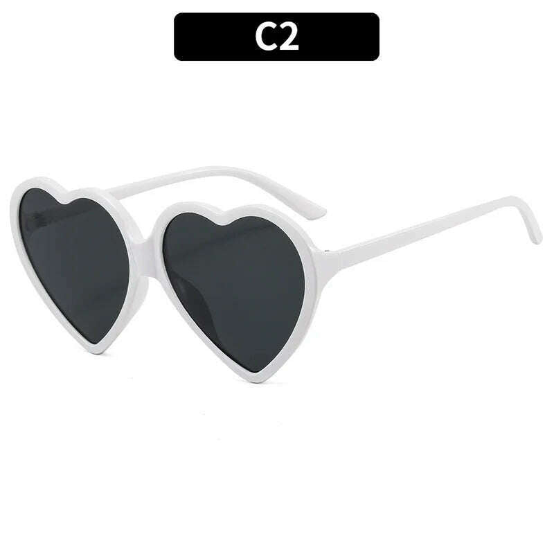 New Trendy Big Heart Shape Sunglasses Women Sexy Fashion Black Oversized Sun Glasses for Female Male Party Travel Shades Eyewear - KIMLUD