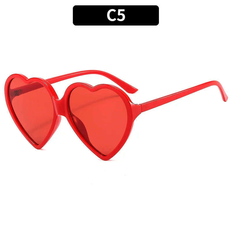 New Trendy Big Heart Shape Sunglasses Women Sexy Fashion Black Oversized Sun Glasses for Female Male Party Travel Shades Eyewear - KIMLUD