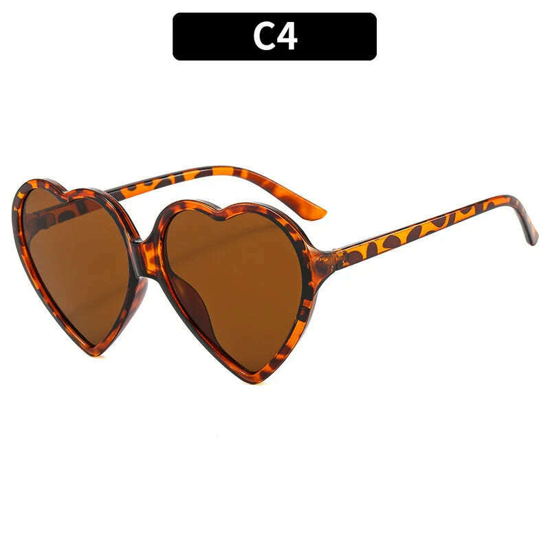 New Trendy Big Heart Shape Sunglasses Women Sexy Fashion Black Oversized Sun Glasses for Female Male Party Travel Shades Eyewear - KIMLUD