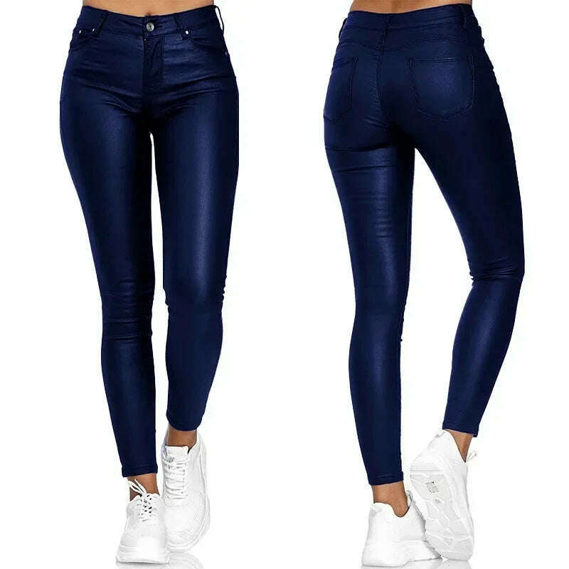 KIMLUD, New Women PU Leather Pants Black Sexy Stretch Bodycon Trousers Women High Waist Long Casual Pencil Pants Plus Size XS-4XL, KIMLUD Womens Clothes