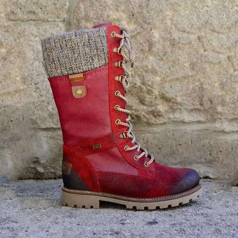 New Women's Boots Round Toe Low Heel Side Zip Mid Boots Vintage Platform Comfort Vulcanized Shoes Bota Longa Feminina - KIMLUD