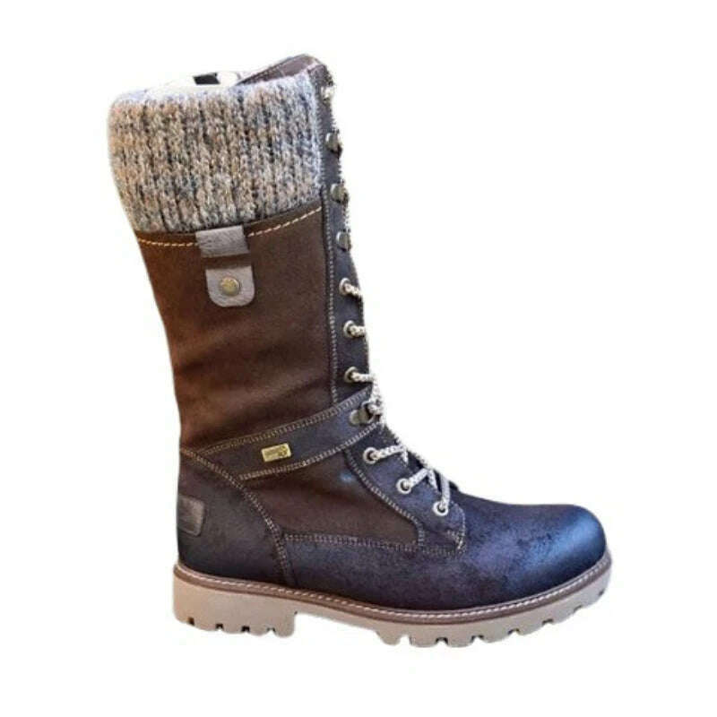 New Women's Boots Round Toe Low Heel Side Zip Mid Boots Vintage Platform Comfort Vulcanized Shoes Bota Longa Feminina - KIMLUD