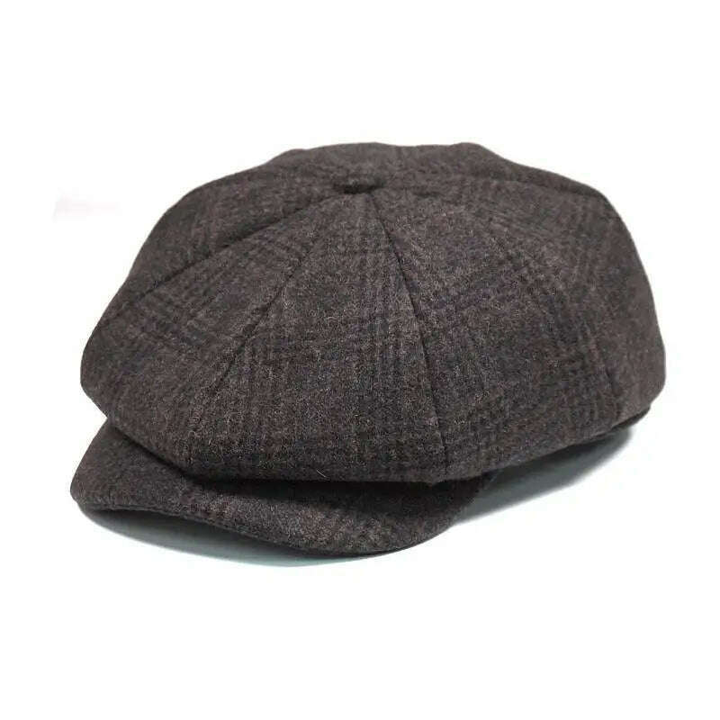 Newsboy Hat Men Beret Cabbie Driving Hunting Caps Vintage Tweed Peaky Blinders Berets Flat Peaked Cap Street Hats for Men Women - KIMLUD