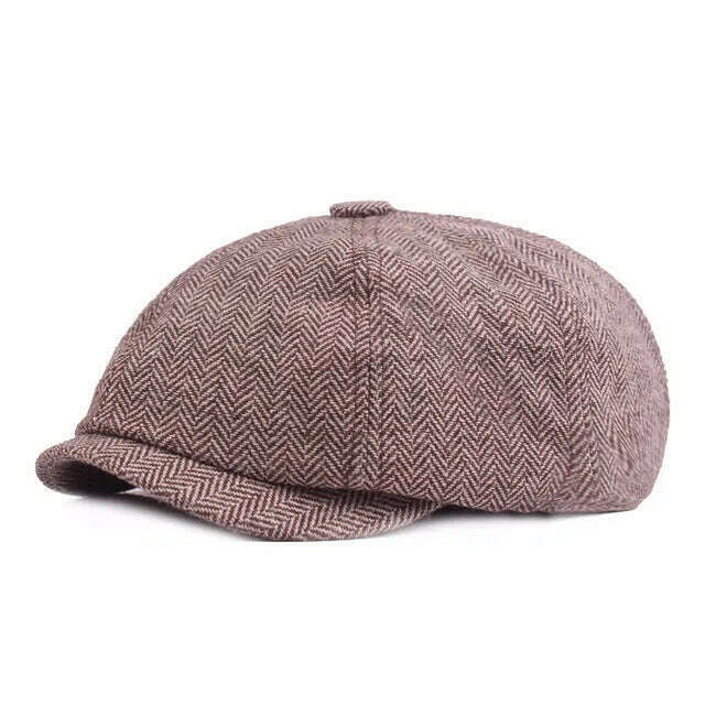 Newsboy Hat Men Beret Cabbie Driving Hunting Caps Vintage Tweed Peaky Blinders Berets Flat Peaked Cap Street Hats for Men Women - KIMLUD