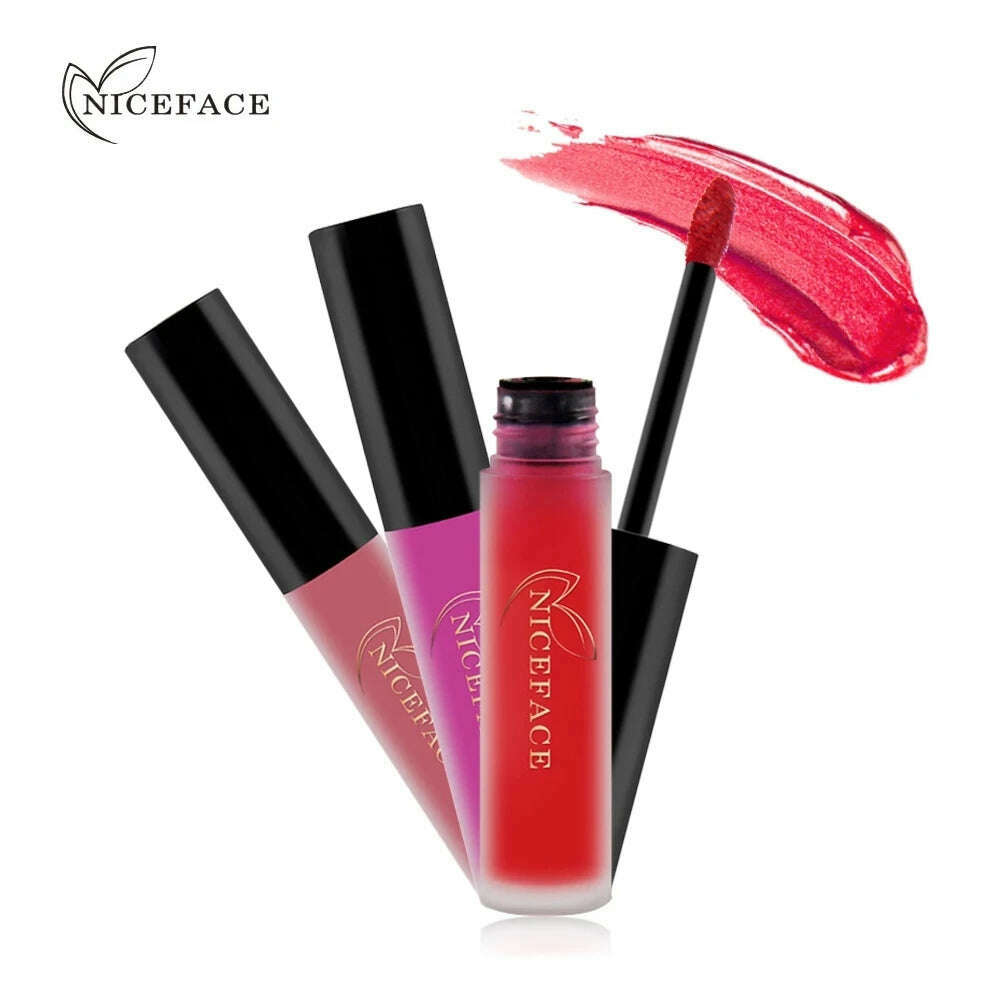 NICEFACE Nude Matte Liquid Lipsticks Waterproof Long Lasting Lip Gloss Sexy Red Velvet Lip Tint Women Makeup Cosmetics Batom - KIMLUD
