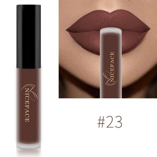 NICEFACE Nude Matte Liquid Lipsticks Waterproof Long Lasting Lip Gloss Sexy Red Velvet Lip Tint Women Makeup Cosmetics Batom - KIMLUD