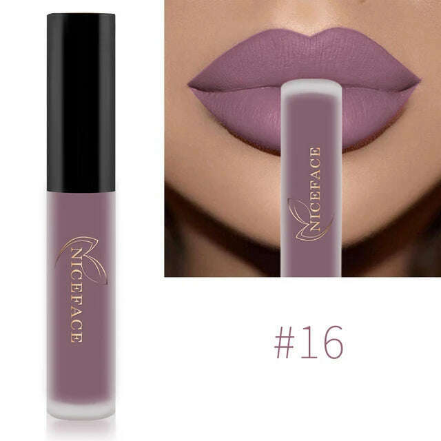 NICEFACE Nude Matte Liquid Lipsticks Waterproof Long Lasting Lip Gloss Sexy Red Velvet Lip Tint Women Makeup Cosmetics Batom - KIMLUD