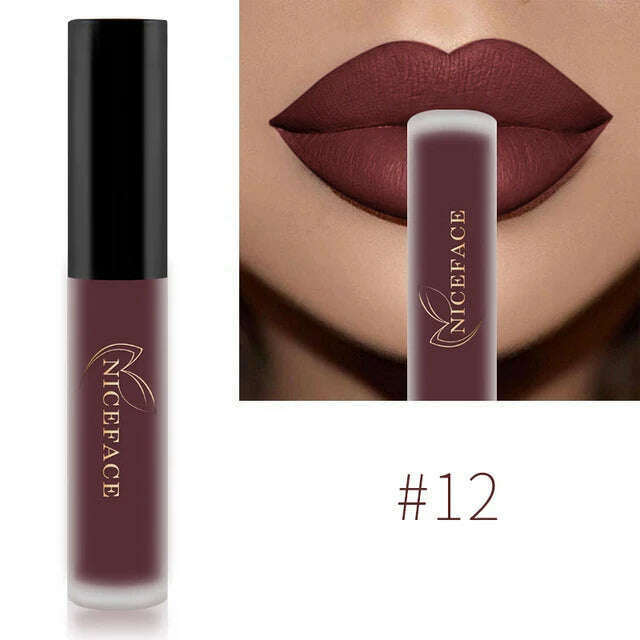 NICEFACE Nude Matte Liquid Lipsticks Waterproof Long Lasting Lip Gloss Sexy Red Velvet Lip Tint Women Makeup Cosmetics Batom - KIMLUD