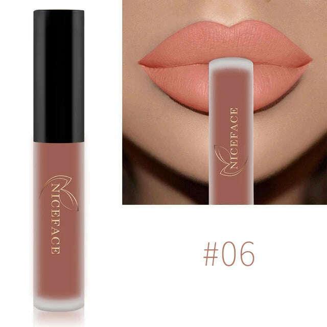 NICEFACE Nude Matte Liquid Lipsticks Waterproof Long Lasting Lip Gloss Sexy Red Velvet Lip Tint Women Makeup Cosmetics Batom - KIMLUD