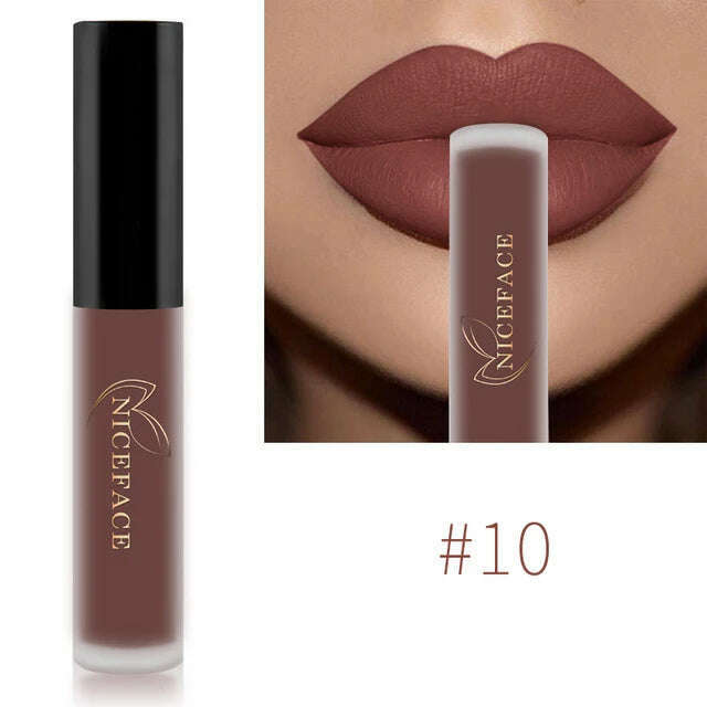 NICEFACE Nude Matte Liquid Lipsticks Waterproof Long Lasting Lip Gloss Sexy Red Velvet Lip Tint Women Makeup Cosmetics Batom - KIMLUD
