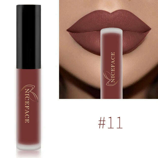NICEFACE Nude Matte Liquid Lipsticks Waterproof Long Lasting Lip Gloss Sexy Red Velvet Lip Tint Women Makeup Cosmetics Batom - KIMLUD