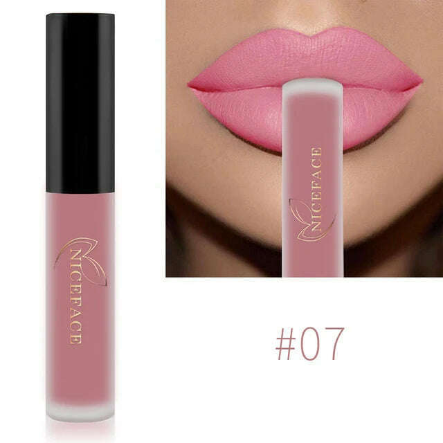 NICEFACE Nude Matte Liquid Lipsticks Waterproof Long Lasting Lip Gloss Sexy Red Velvet Lip Tint Women Makeup Cosmetics Batom - KIMLUD
