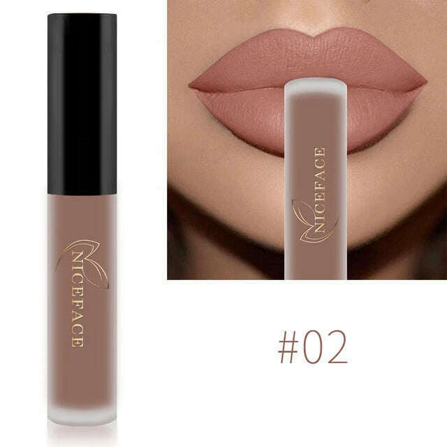 NICEFACE Nude Matte Liquid Lipsticks Waterproof Long Lasting Lip Gloss Sexy Red Velvet Lip Tint Women Makeup Cosmetics Batom - KIMLUD