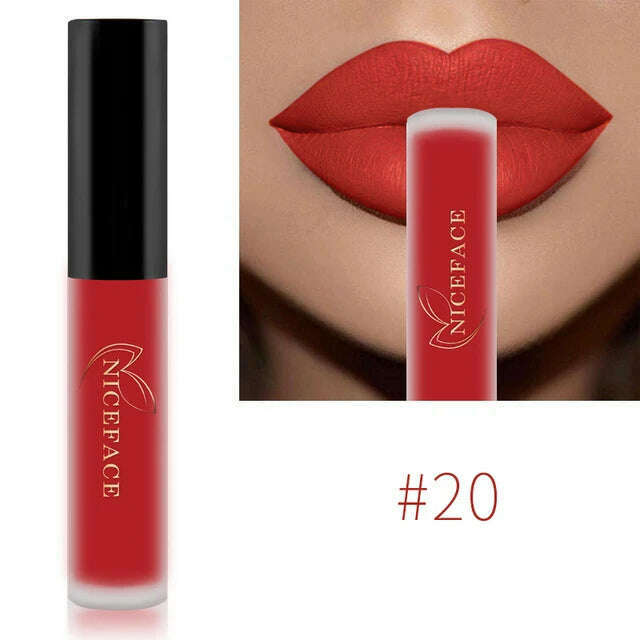 NICEFACE Nude Matte Liquid Lipsticks Waterproof Long Lasting Lip Gloss Sexy Red Velvet Lip Tint Women Makeup Cosmetics Batom - KIMLUD
