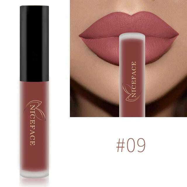 NICEFACE Nude Matte Liquid Lipsticks Waterproof Long Lasting Lip Gloss Sexy Red Velvet Lip Tint Women Makeup Cosmetics Batom - KIMLUD