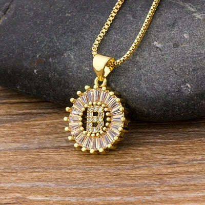 Nidin Hot Sale Women Girls Initial Letter Necklace 26 Letters Charm Family Name Pendant Top Quality Copper Zircon Jewelry Gift - KIMLUD
