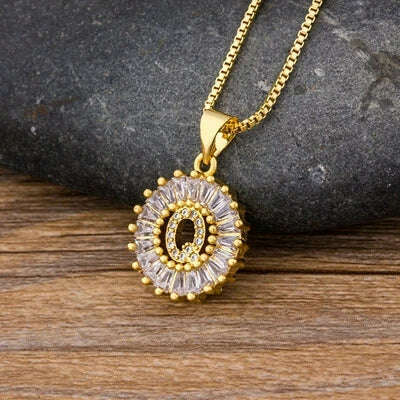 Nidin Hot Sale Women Girls Initial Letter Necklace 26 Letters Charm Family Name Pendant Top Quality Copper Zircon Jewelry Gift - KIMLUD