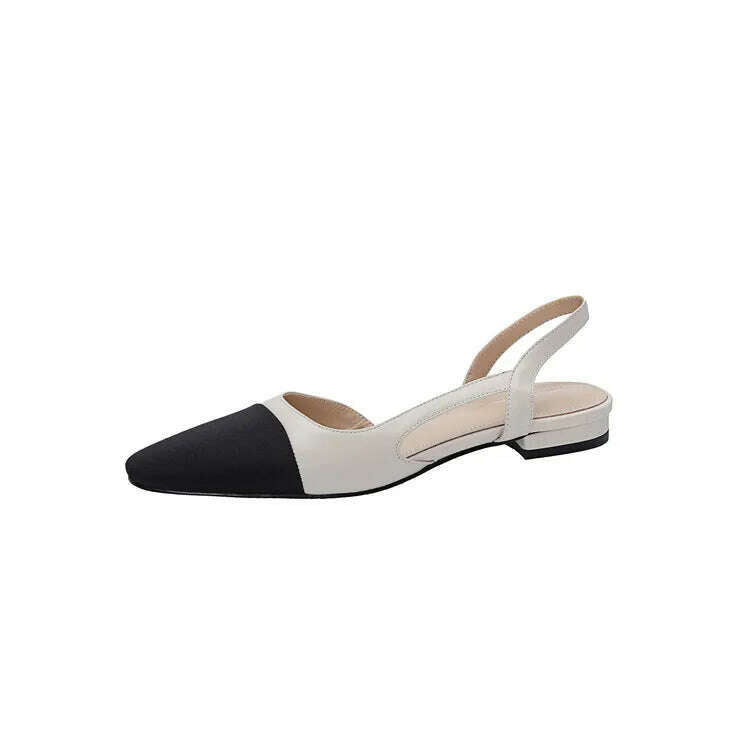 33-43 Women Real Leather Shoes Luxury Brand Designer Mix-color Slingback High Heeled Pumps Ladies Spring Summer Sandals - KIMLUD