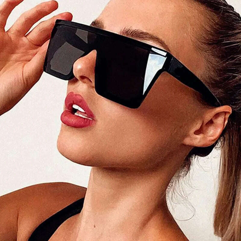 OLOPKY 2022 Oversized Square Sunglasses Women Vintage Big Frame Women Sun Glasses Fashion Shades for Women/Men Gafas De Sol - KIMLUD