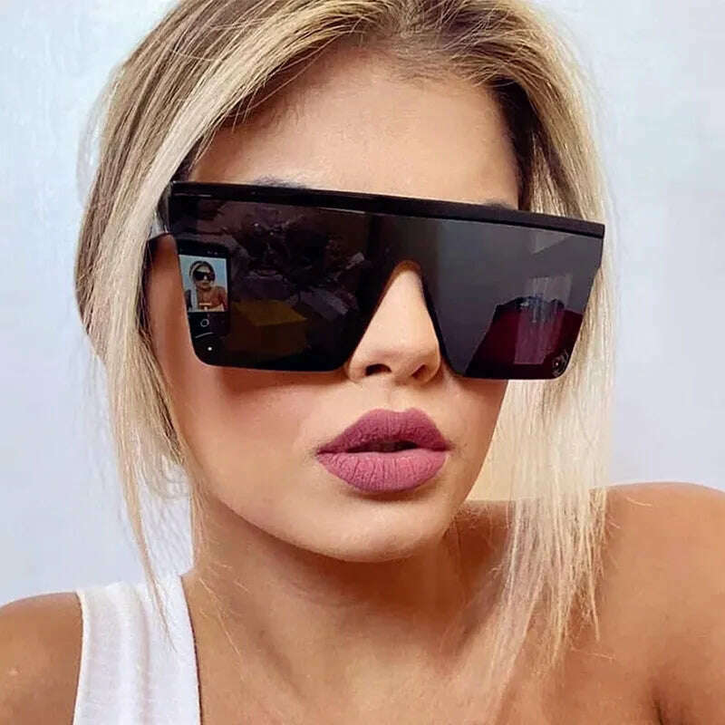 OLOPKY 2022 Oversized Square Sunglasses Women Vintage Big Frame Women Sun Glasses Fashion Shades for Women/Men Gafas De Sol - KIMLUD