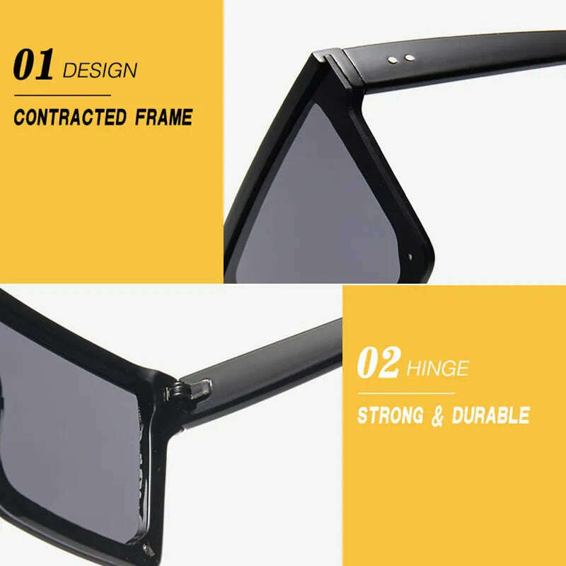 OLOPKY 2022 Oversized Square Sunglasses Women Vintage Big Frame Women Sun Glasses Fashion Shades for Women/Men Gafas De Sol - KIMLUD