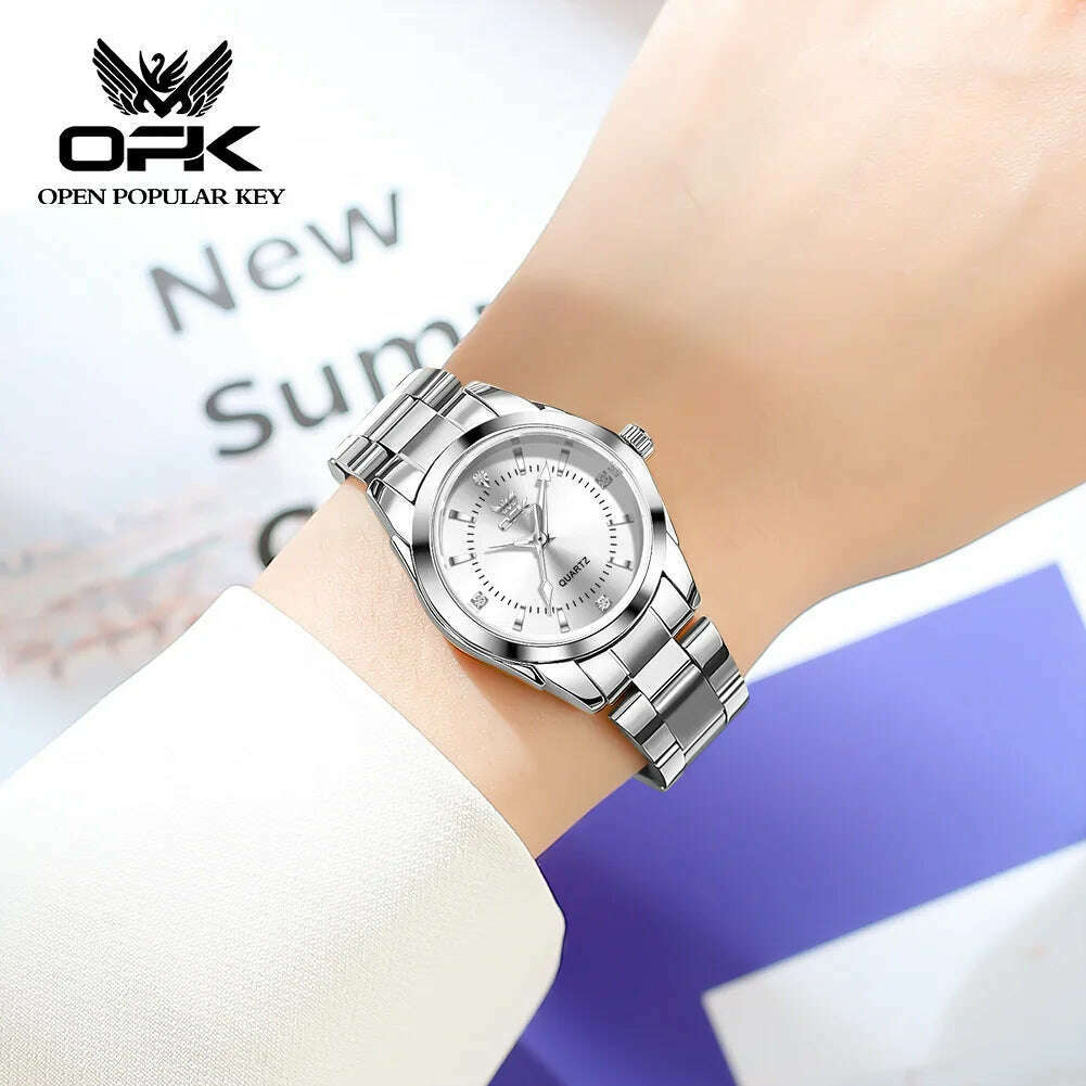 KIMLUD, OPK fashion simple steel band quartz women's watch часы женские наручные diamond waterproof luminous quartz watch for women, KIMLUD Womens Clothes