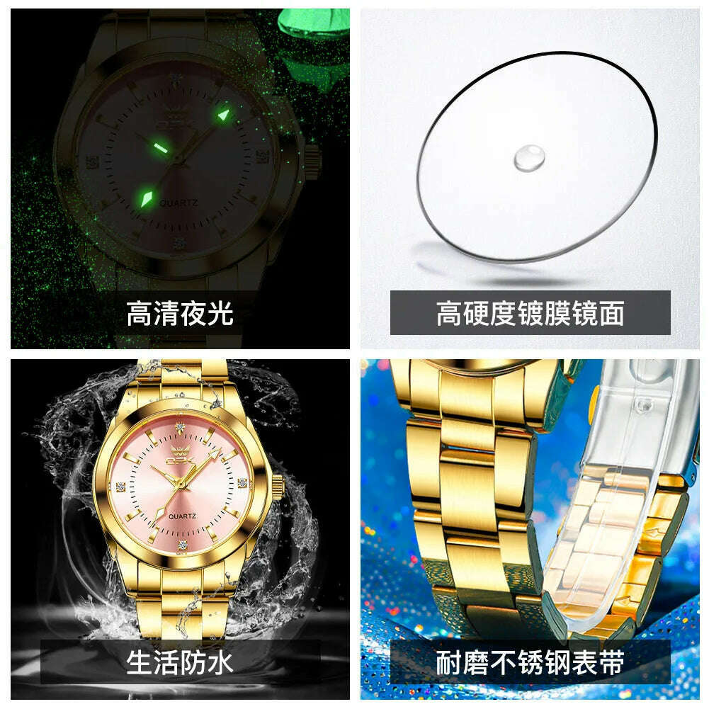 KIMLUD, OPK fashion simple steel band quartz women's watch часы женские наручные diamond waterproof luminous quartz watch for women, KIMLUD Womens Clothes