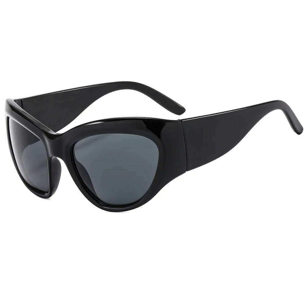 Oversized Y2K Sunglasses Women Lady Trendy Big Frame Vintage Wrap Around Sun Glasses Fashion Futuristic Punk Silver Shades 2000s - KIMLUD
