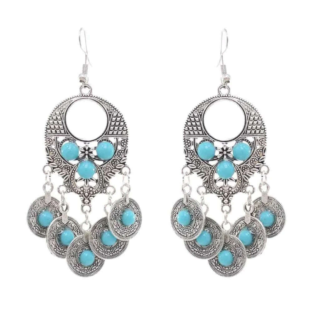 Pakistan Turkish Ethnic Coin Choker Necklace Earrings for Women Vintage Gypsy Indian Afghan Dress Collar Statement Jewelry Sets - KIMLUD