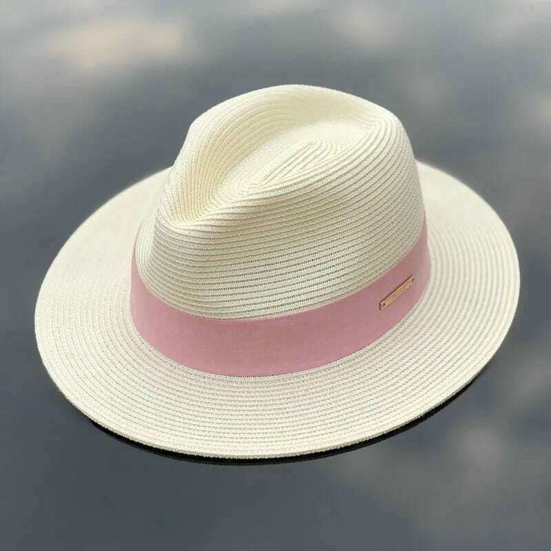 Panama Straw Hat Unisex Top Hat Fedora Hat Big Head Size Sunshade Adjustable Elegant Gentleman Versatile Style - KIMLUD