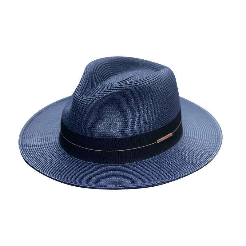 Panama Straw Hat Unisex Top Hat Fedora Hat Big Head Size Sunshade Adjustable Elegant Gentleman Versatile Style - KIMLUD